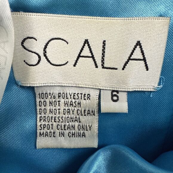 Scala Sequin Dress Blue Strapless Prom Formal Cocktail Fully Sequinned Size 6 - Picture 6 of 11